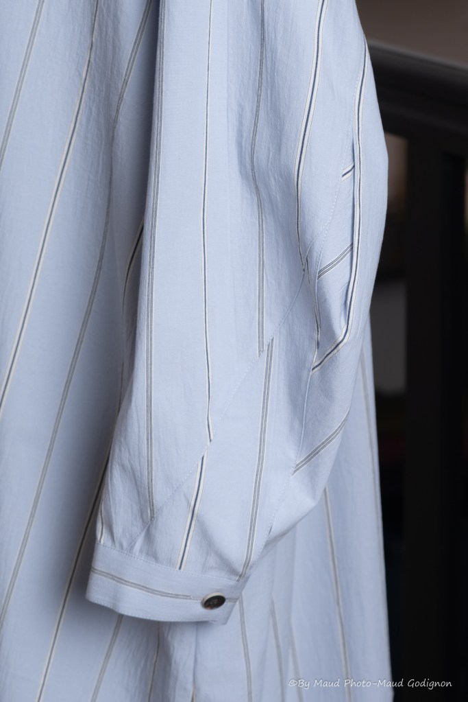 Robe chemisier à rayures bleu ciel en coton